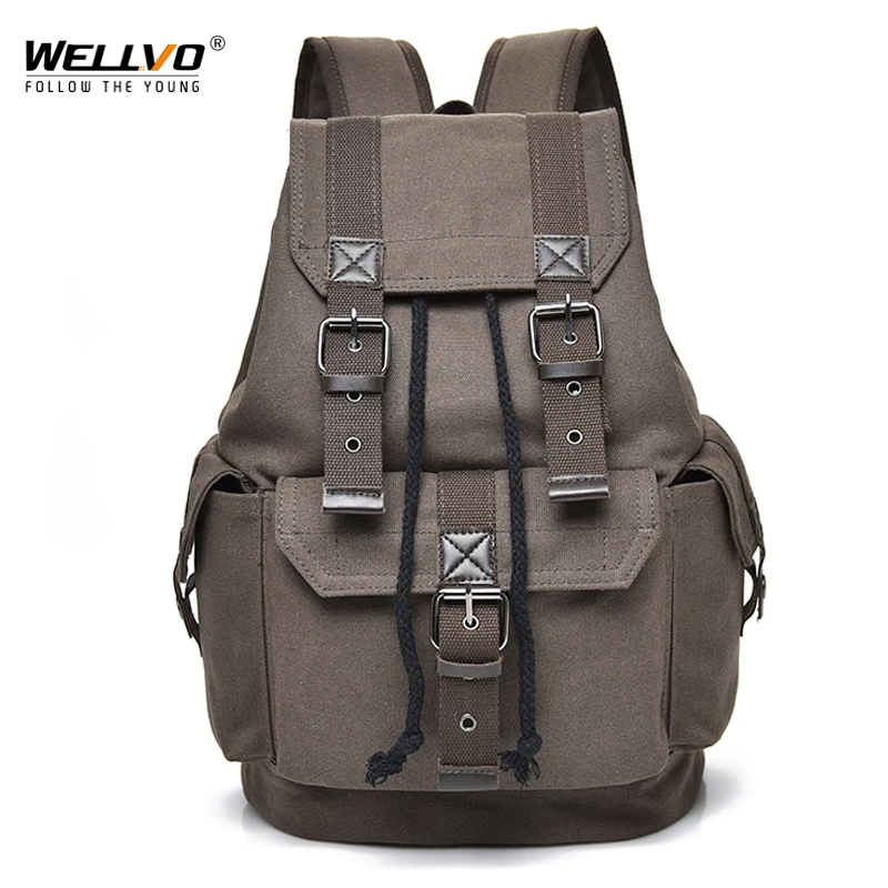 Top Trends: Canvas Vintage Backpack Men Teenage Boys Backpacks Students School Travel Rucksack Large Capacity Drawstring Bags Mochila XA2WC Shoppable Styles