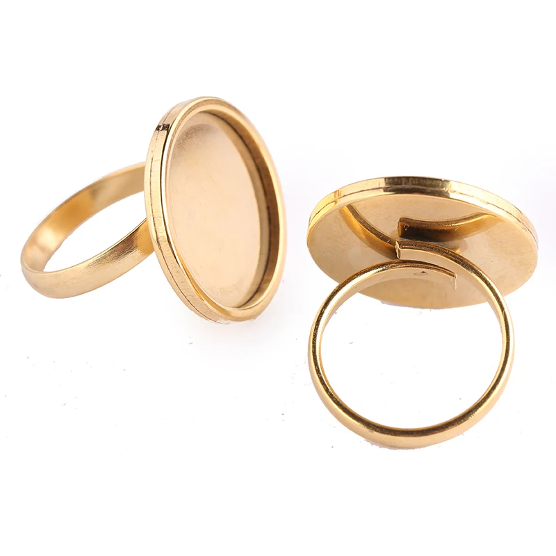 Top Trends: Onwear 10pcs Stainless Steel Gold Plated Adjustable Diy Jewelry Making Ring Base Settings 20mm Dia Cabochon Bezel Blanks Shoppable Styles