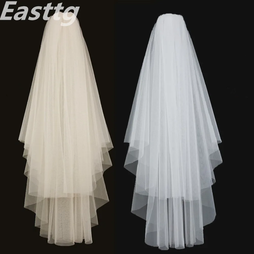 Top Trends: White Ivory Elegant Bridal Veils 2 Layers With Comb Cut Edge Soft Net Wedding Veil Wedding Accessories Veu De Noiva Shoppable Styles