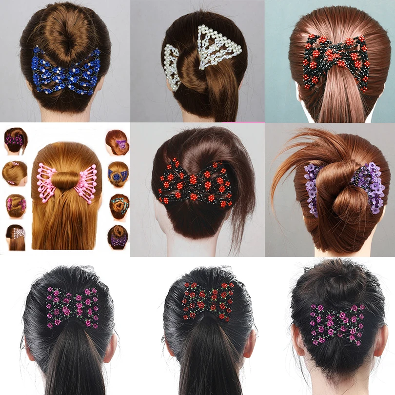 Top Trends: Fashion Professional Hair Comb Ladies Magic Beads Elasticity Double Bead String Clamp Stretchy Acces Valentine's Day P # Dropship Shoppable Styles