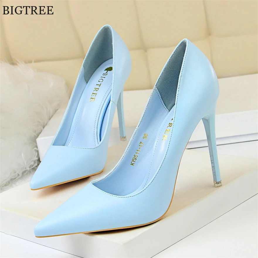 Top Trends: Soft Leather Concise High Heels 7.5 / 10.5cm Shoes Fashion Women Pumps Pointed Toe Slip On Candy Colors Office Woman Wedding Shoes Shoppable Styles