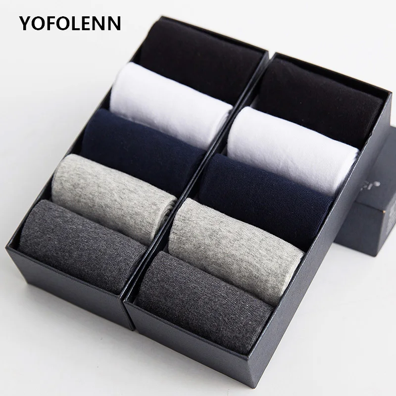 Top Trends: 10 Pairs / Lot Men's Cotton Socks Plus Size Black Business Men Socks Breathable Spring Autumn For Male US Size(7-11.5) Shoppable Styles