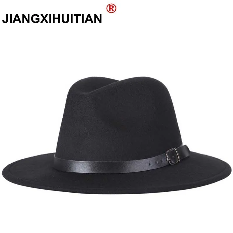 Top Trends: Free Shipping 2022 New Fashion Men Fedoras Women&#039;s Fashion Jazz Hat Summer Spring Black Woolen Blend Cap Outdoor Casual Hat X XL Shoppable Styles