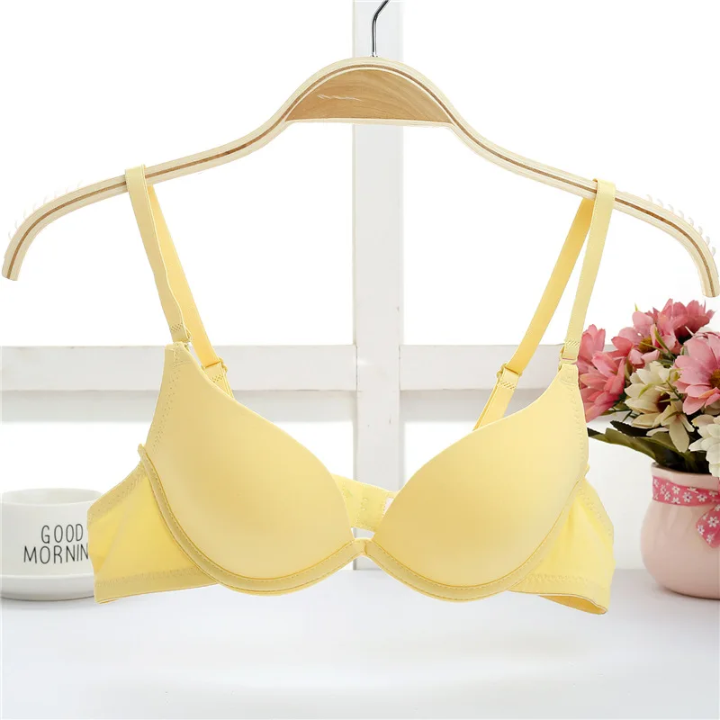 Top Trends: Young Girls Students Solid Cotton Sexy Bra Lace Underwear Small Breast Bra Double Size Small Chest Super Push Up Bra Shoppable Styles