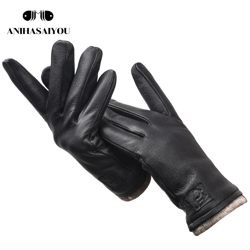 Top Trends: New Winter Man Sheepskin Men's Winter Gloves, warm Soft Winter Leather Gloves Men, black Warm Lining Mens Leather Gloves-8011A Shoppable Styles