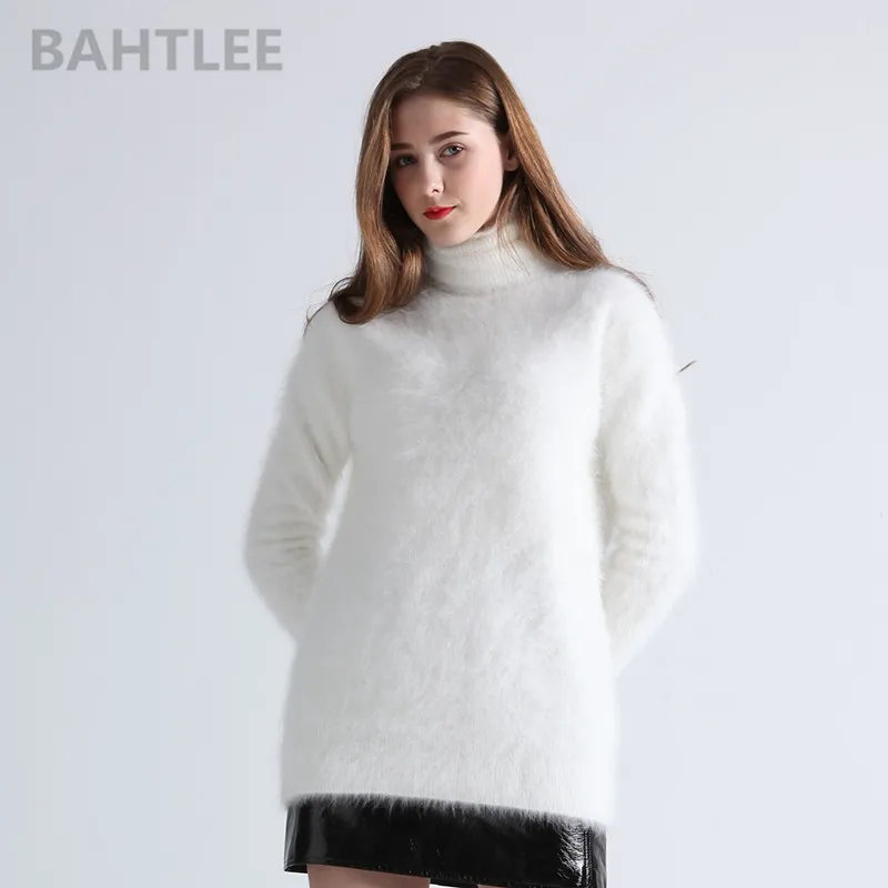 Top Trends: BAHTLEE Winter Women&#039;s Angora Jumper Turtleneck Pullovers Knitting Sweater Long Sleeve Keep Warm White Shoppable Styles