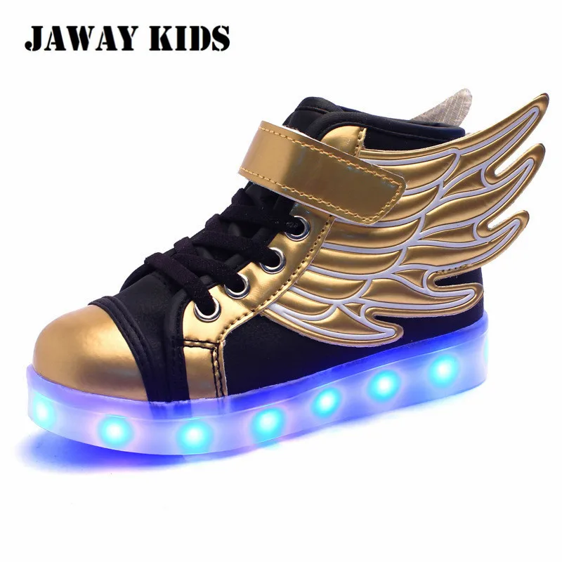 Top Trends: Jawaykids Children Glowing Sneakers USB Rechargeable Angel&#039;s Wings Luminous Shoes For Boys, Girls LED Light Running Shoes Kids Shoppable Styles