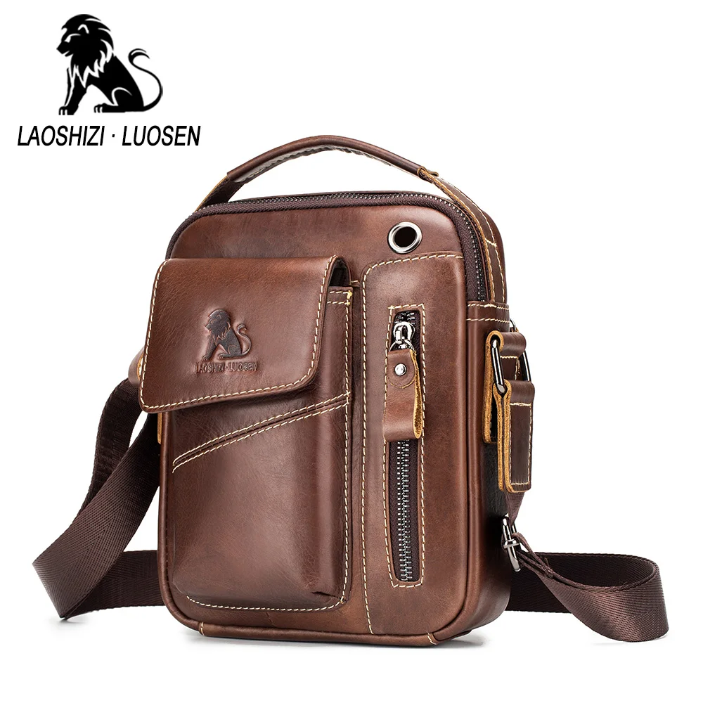 Top Trends: New Brand Genuine Leather Man Messenger Shoulder Bags Small Vintage Cowhide Crossbody For Male Men's Casual Tote Handbag Shoppable Styles