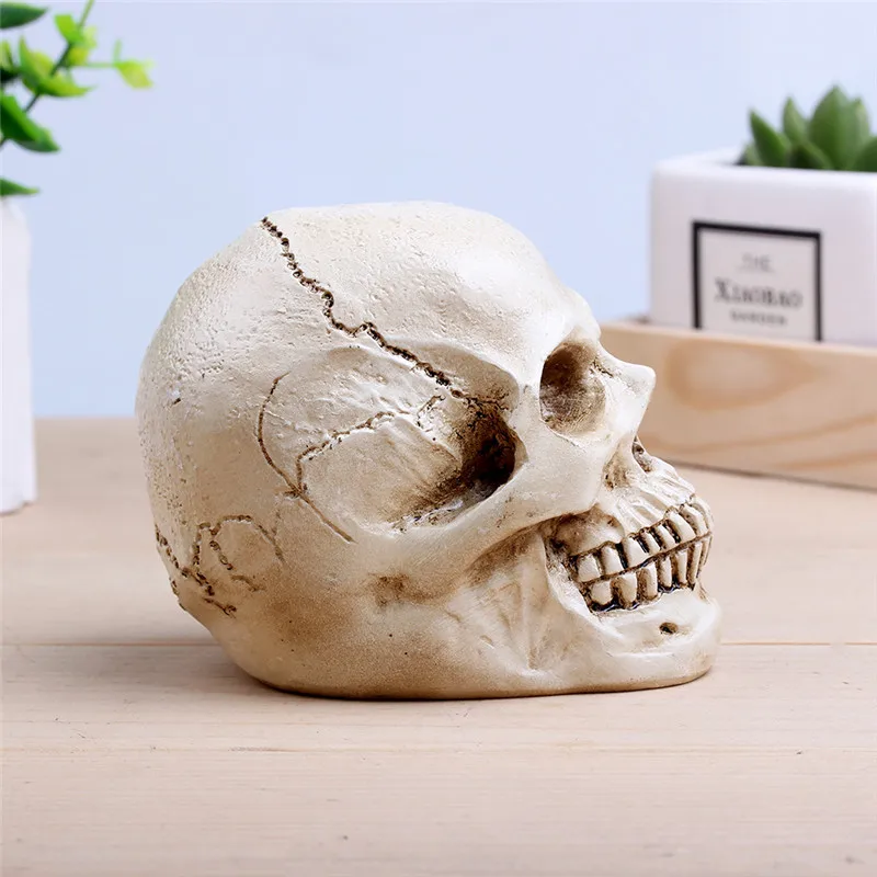 väike hele pealuu ornament puidust laual