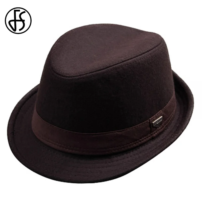 Top Trends: FS Vintage Men Wide Brim Wool Felt Fedora Hats For Black Jazz Trilby Panama Hat Gentleman Gangster Caps Fedora Chapeau Homme Shoppable Styles