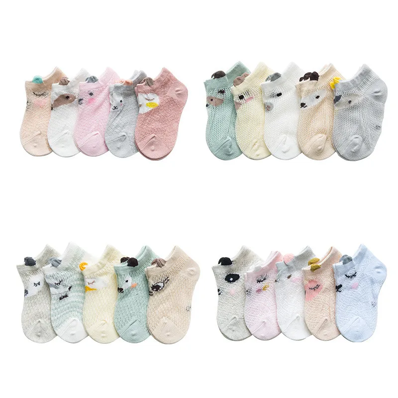 Top Trends: Baby Socks Newborn 5Pairs / lot Summer Mesh Thin Baby Socks For Girls Cotton Infant Casual Boy Girls Toddler Socks Cartoon Shoppable Styles