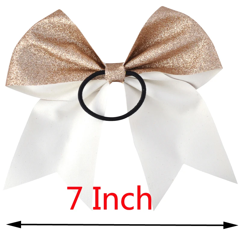 Top Trends: 24Color 7Inch Girls Large Bling Cheerleading Hair Bow Glitter Elastic Hair Bands Ponytail Women Hair Bows Kids Hair Accessories Shoppable Styles - Image 2