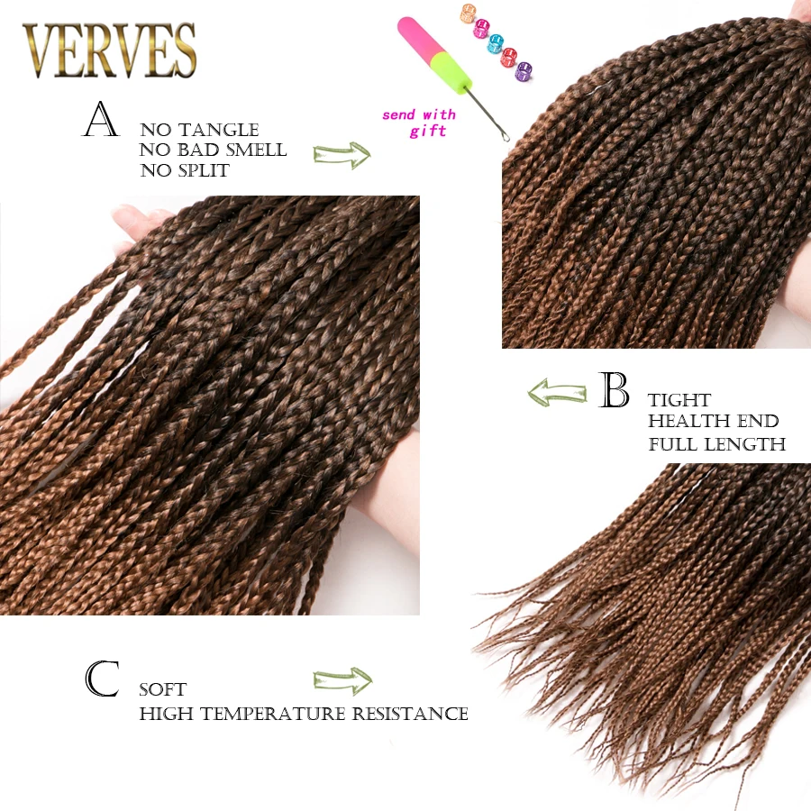 Top Trends: VERVES Box Braids Hair Synthetic 14 Inch And 18 Inch Crochet Hair Extensions 22 Strands / pack Ombre Braiding Hair Braids Shoppable Styles - Image 4