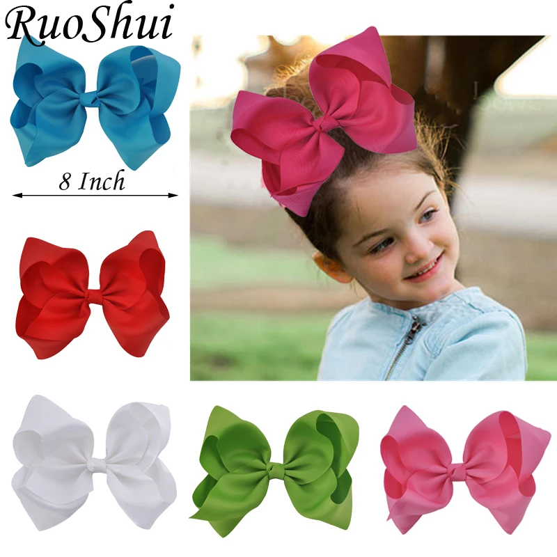 Top Trends: 8 Inch Women Large Solid Color Grosgrain Ribbon Hair Clips Headwear Barrette Bowknot Hairgrips Hair Bows Girls Hair Accessories Shoppable Styles