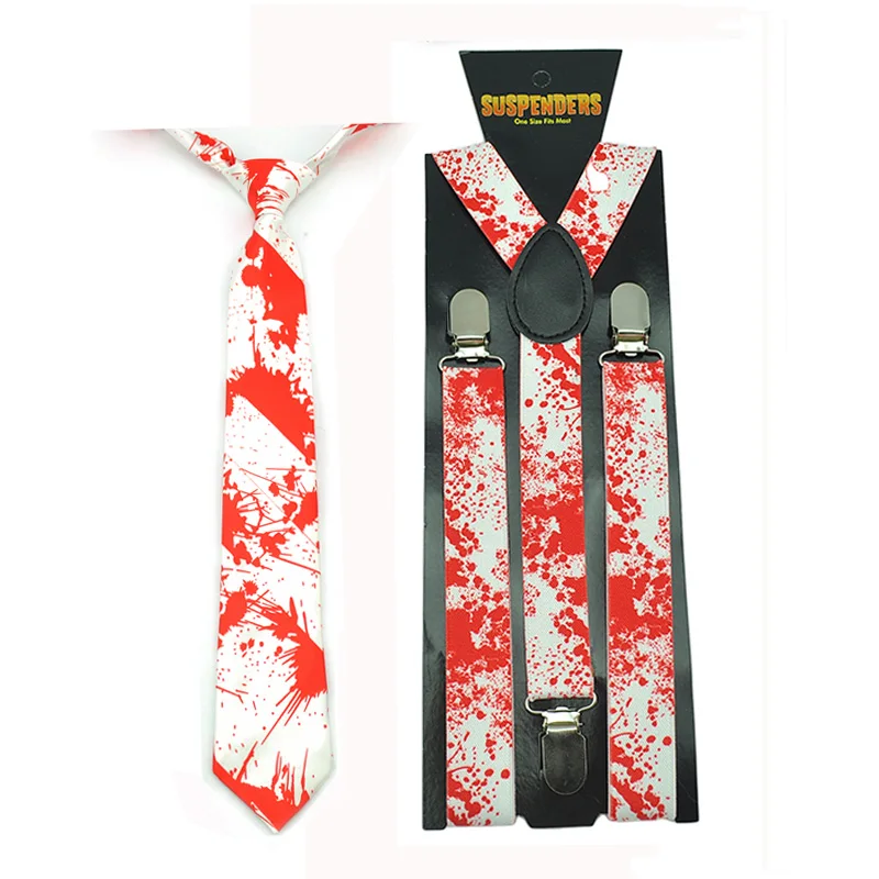 Top Trends: Suspenders For Trousers Pants Holder Bow Tie Set Men Women 3 "Vampire Blood Red" Patterns Mix Y-Shape Braces Necktie Sets Shoppable Styles - Image 3