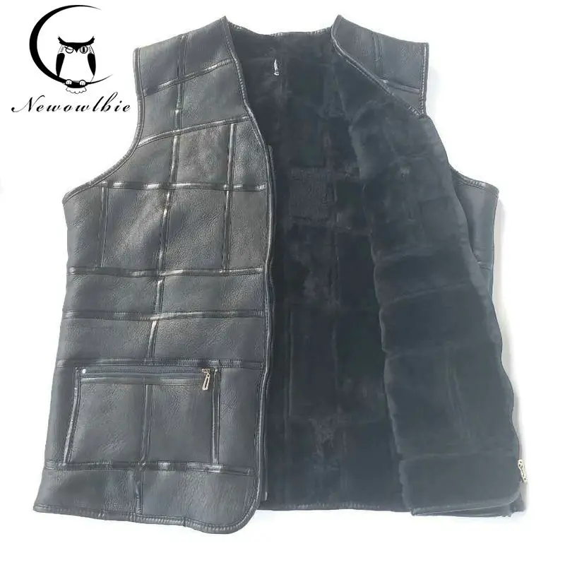 Top Trends: New Fashion, tank Top Men, real Sheepskin Vest, leather Vest, men&#039;s Suit, leather Jacket, thickening, inch To Be Customized Shoppable Styles