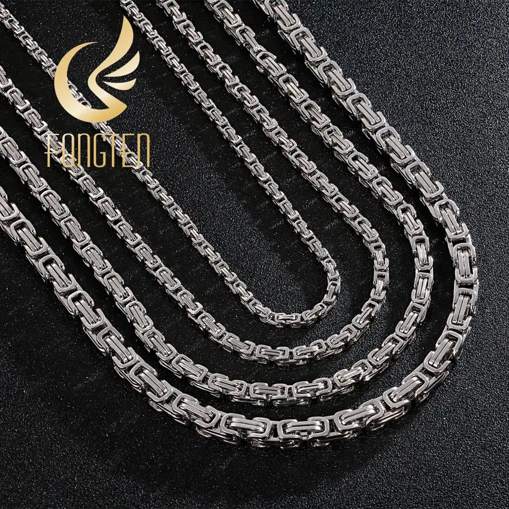 Top Trends: 4 / 5 / 6 / 8 Mm Choker Long Necklace Men Male Stainless Steel Byzantine Box Chain Husband Boyfriend Bff Gift Shoppable Styles