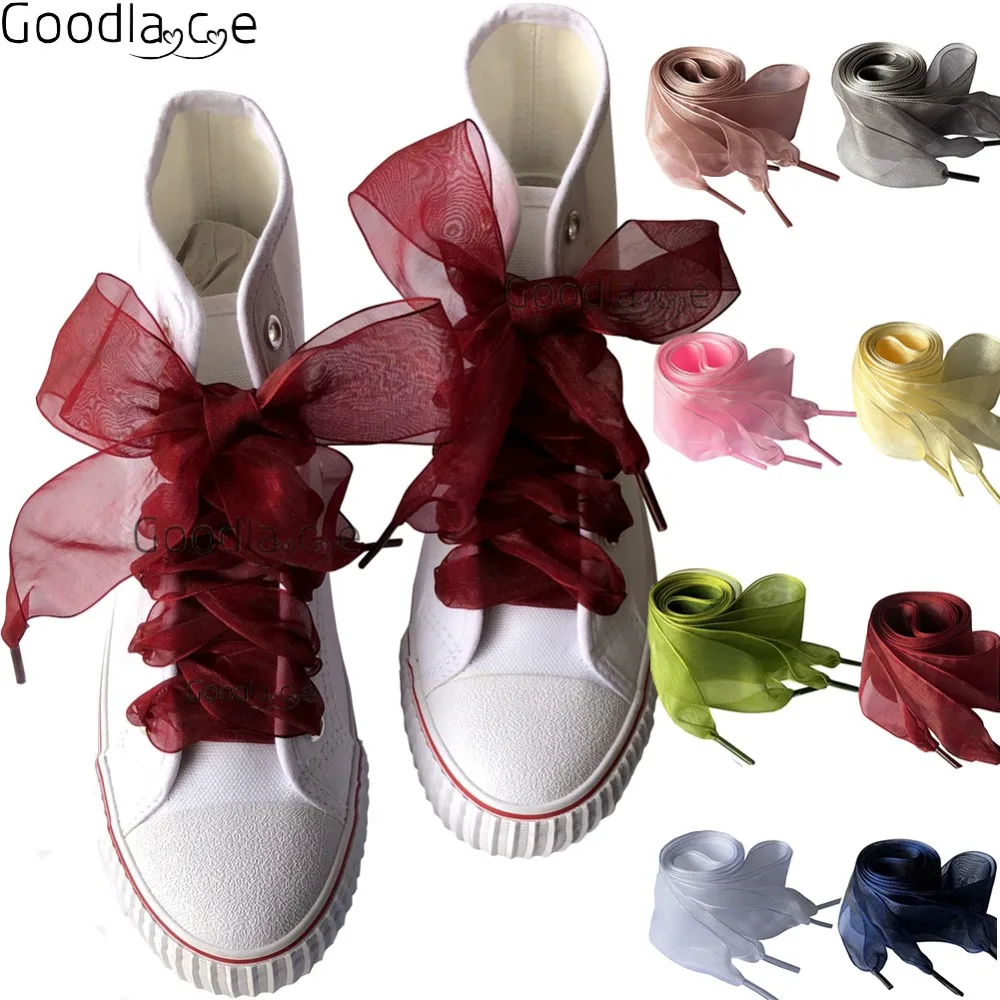 Top Trends: 4cm Wide Chiffon Shoelaces Flat Ribbon Shoe Laces For Sneaker Sport Shoes 140cm / 55Inch Shoppable Styles