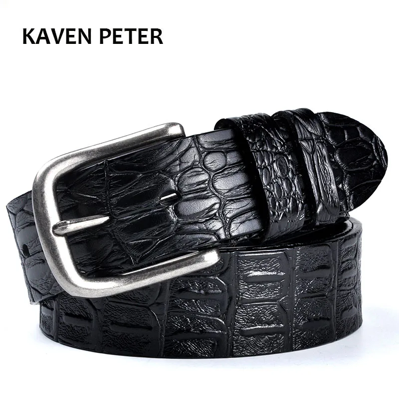 Top Trends: Men&#039;s Cowskin Belt Crocodile Pattern Luxury Designer Belts Men High Quality 100% Genuine Leather Ancient Silver Metal Buckle Shoppable Styles