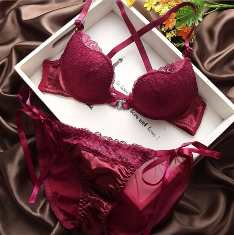 Top Trends: New Sexy Lace Beauty Back Bra Bowknot Fashion Bra Set Vs Sexy Underwear Sexy Women Bra Set Gathered Push Up Bra Brief Set Shoppable Styles