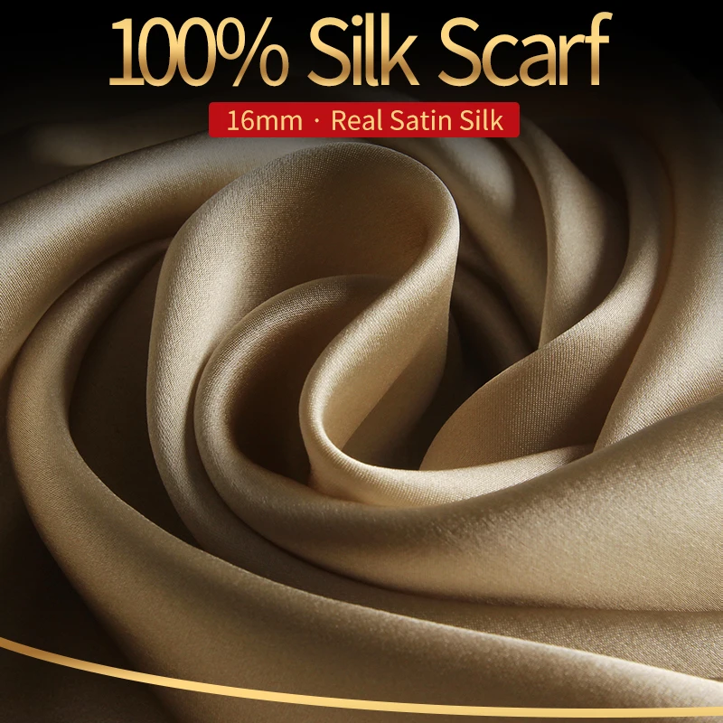 Top Trends: 100% Real Silk Scarf Women Bufanda, Hangzhou Silk Shawls, Wraps For Lady Solid Neckerchief Natural Silk Satin Scarf Foulard Femme Shoppable Styles