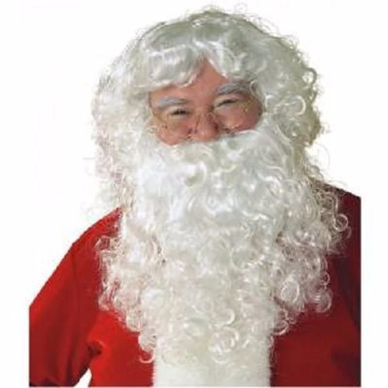 Top Trends: Top Quality Festival Prop Fans Curly Wigs Cosplay White Beard Christmas Santa Claus Wig + Mustache+ Wig Cap Shoppable Styles