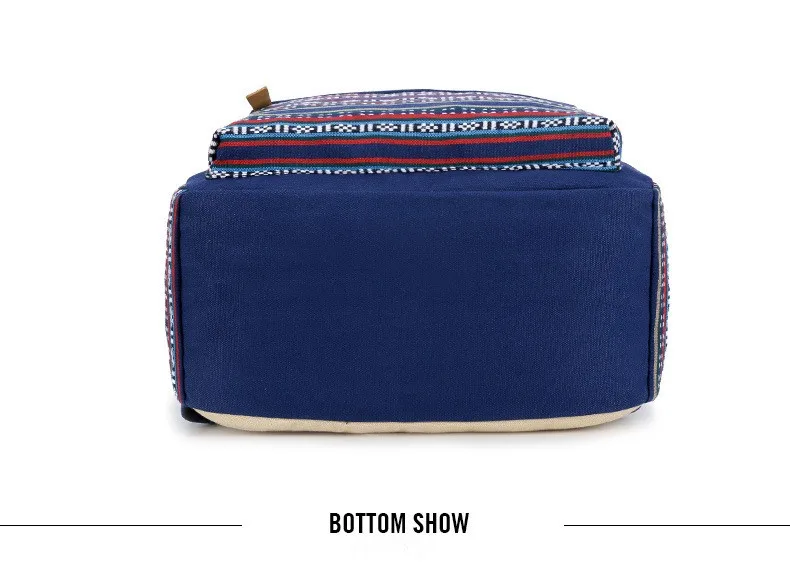 sinine seljakott etnilise mustriga põhja vaates