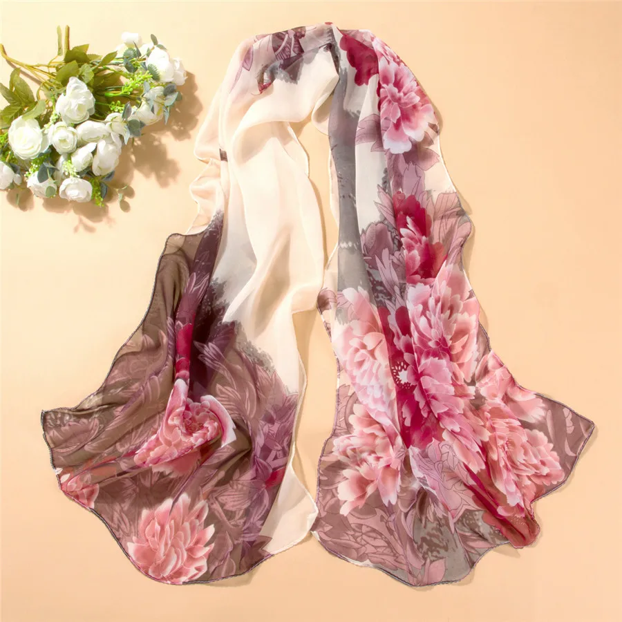 Top Trends: 160*60cm New Spring Summer Explosion Models Multi-color Printed Chiffon Silk Scarf Ladies Wild Sunscreen Shawl Decorative Scarf Shoppable Styles