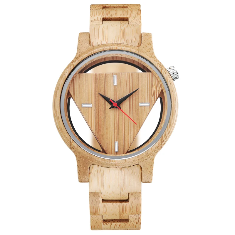 Top Trends: Vintage Skeleton Full Wood Watch Male Unique Trianlge Face Hollow Transparent Men Women Wooden Wrist Watches Minimalist Clock Shoppable Styles