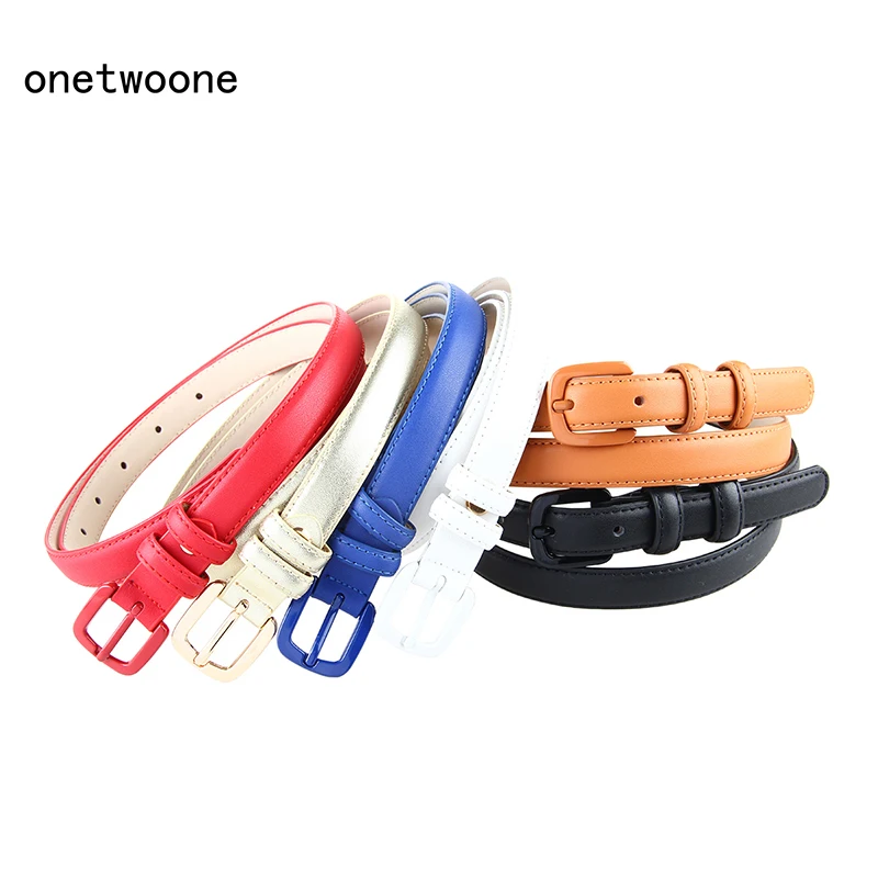 Top Trends: High Quality Genuine Leather Female Slim Belt Fashion Women Skinny Leather Waist Strap Blue Red Brown Black Leather Thin Belt Shoppable Styles