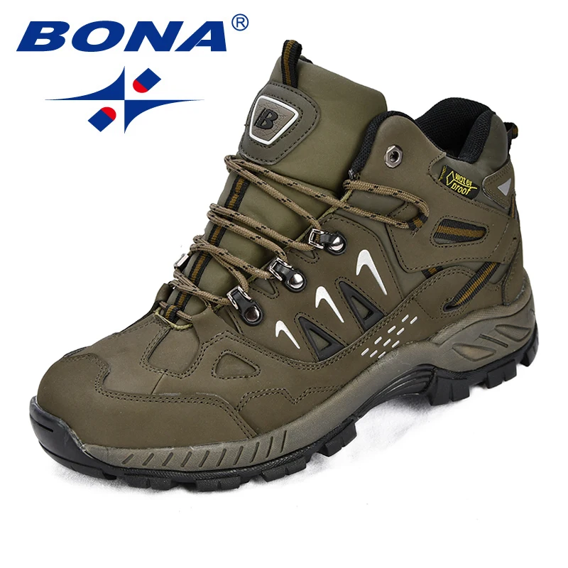 Top Trends: BONA New Classics Style Men Hiking Shoes Action Leather Men Athletic Shoes Lace Up Outdoor Men Jogging Sneakers Shoppable Styles