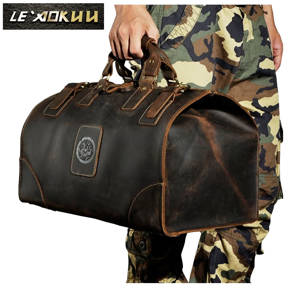 Top Trends: Men Genuine Leather Large Capacity Vintage Design Duffle Bag Male Fashion Travel Handbag Luggage Bag Suitcase Tote Bag 8151-b Shoppable Styles