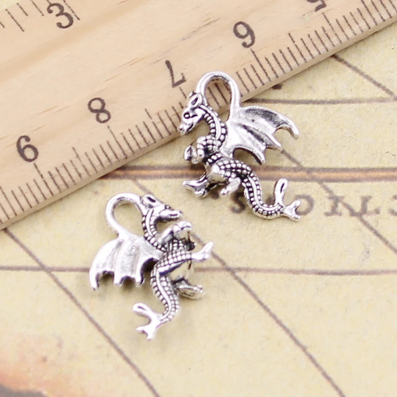 Top Trends: 20pcs Charms Dragon 21x14mm Tibetan Bronze Silver Color Pendants Antique Jewelry Making DIY Handmade Craft Shoppable Styles