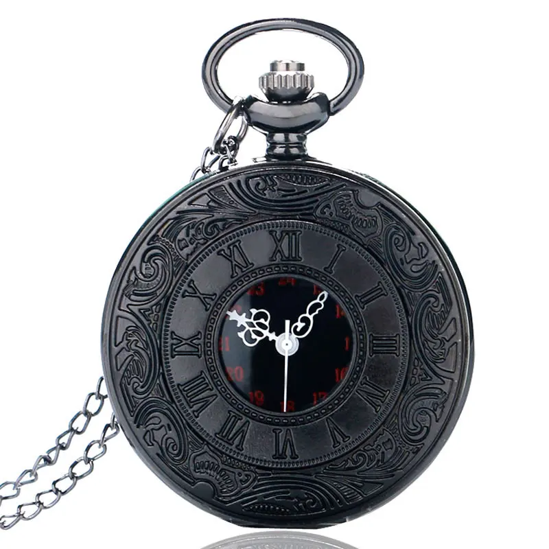 Top Trends: Vintage Charm Black Unisex Fashion Roman Number Quartz Steampunk Pocket Watch Women Man Necklace Pendant With Chain Gifts P427 Shoppable Styles