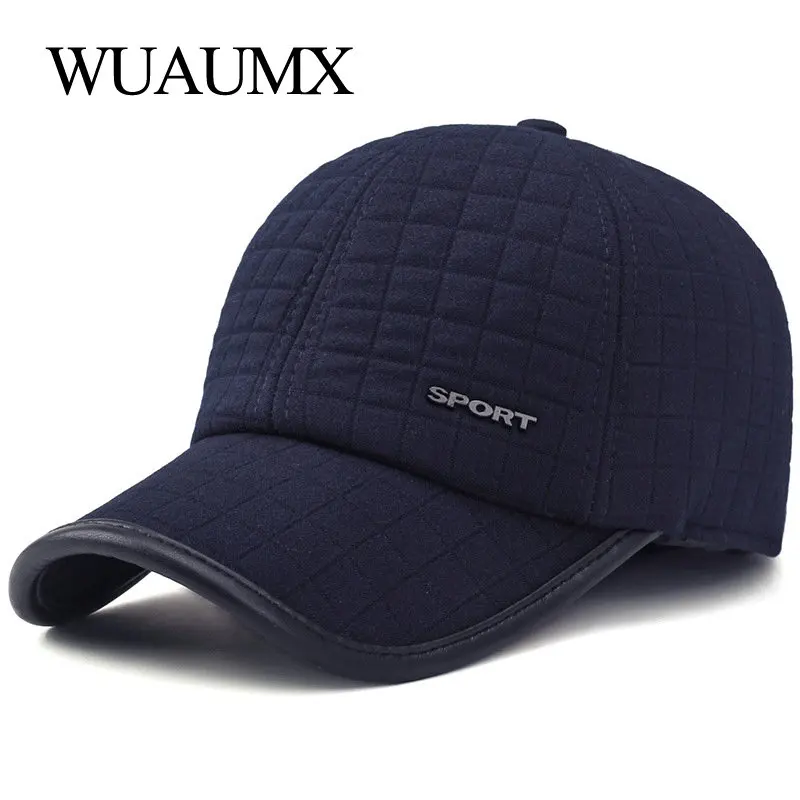 Top Trends: Wuaumx HOT Winter Baseball Cap For Men With Earflaps Warm Cotton Thicker Snapback Cap Men Father&#039;s Hats Ear Protection Casquette Shoppable Styles