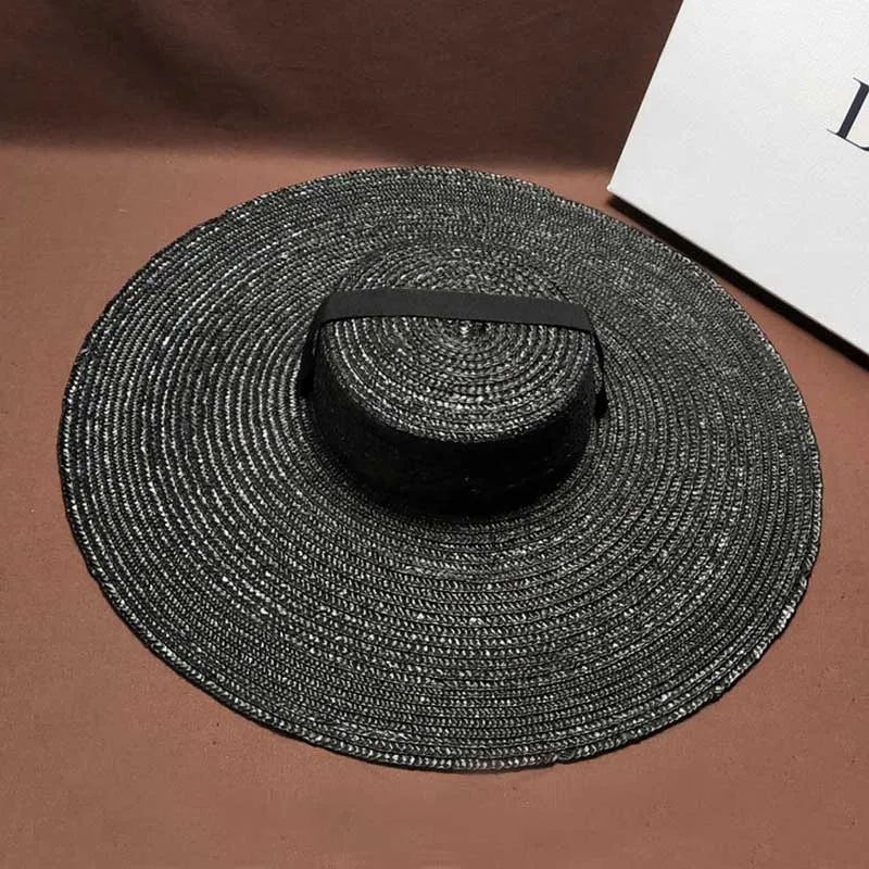 Top Trends: Handmade Black Natural Straw Hat For Men Women Bandage Ribbon Tie Wide Brim Sun Hat Derby Sun Protection Summer Beach Hat Shoppable Styles