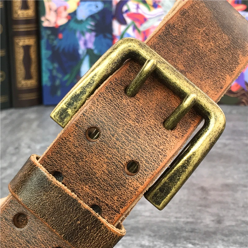 Top Trends: Super Wide 4.3CM Double Pin Belt Buckle 130CM-135CM Long Belt Luxury Thick Leather Belt Men Ceinture Homme Jeans Belt MBT0018 Shoppable Styles