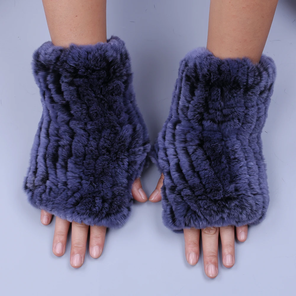 Top Trends: Fashion Real Rex Rabbit Fur Women's Winter Gloves Genuine Fur Mittens Girl Fingerless Gloves Wrist Warmer Elastic Fluffy Shoppable Styles