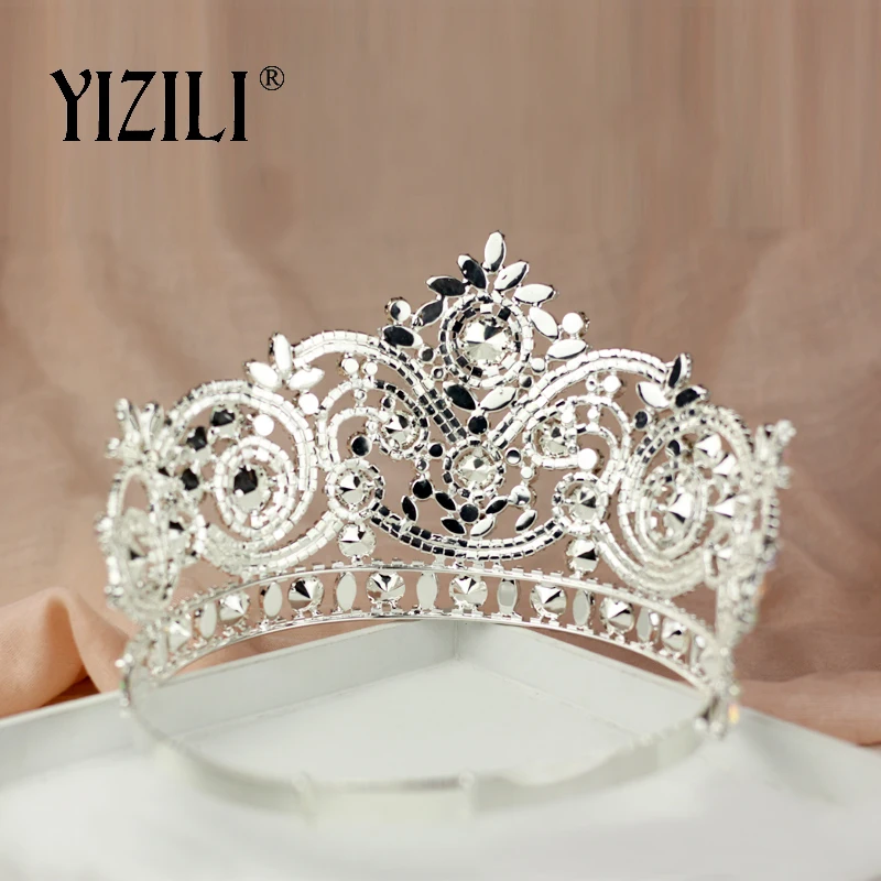 Top Trends: YIZILI New European Big Bride Wedding Crow AB Full Diamond Crystal Large Round Queen Crown Wedding Hair Accessories Paty C060 Shoppable Styles - Image 6