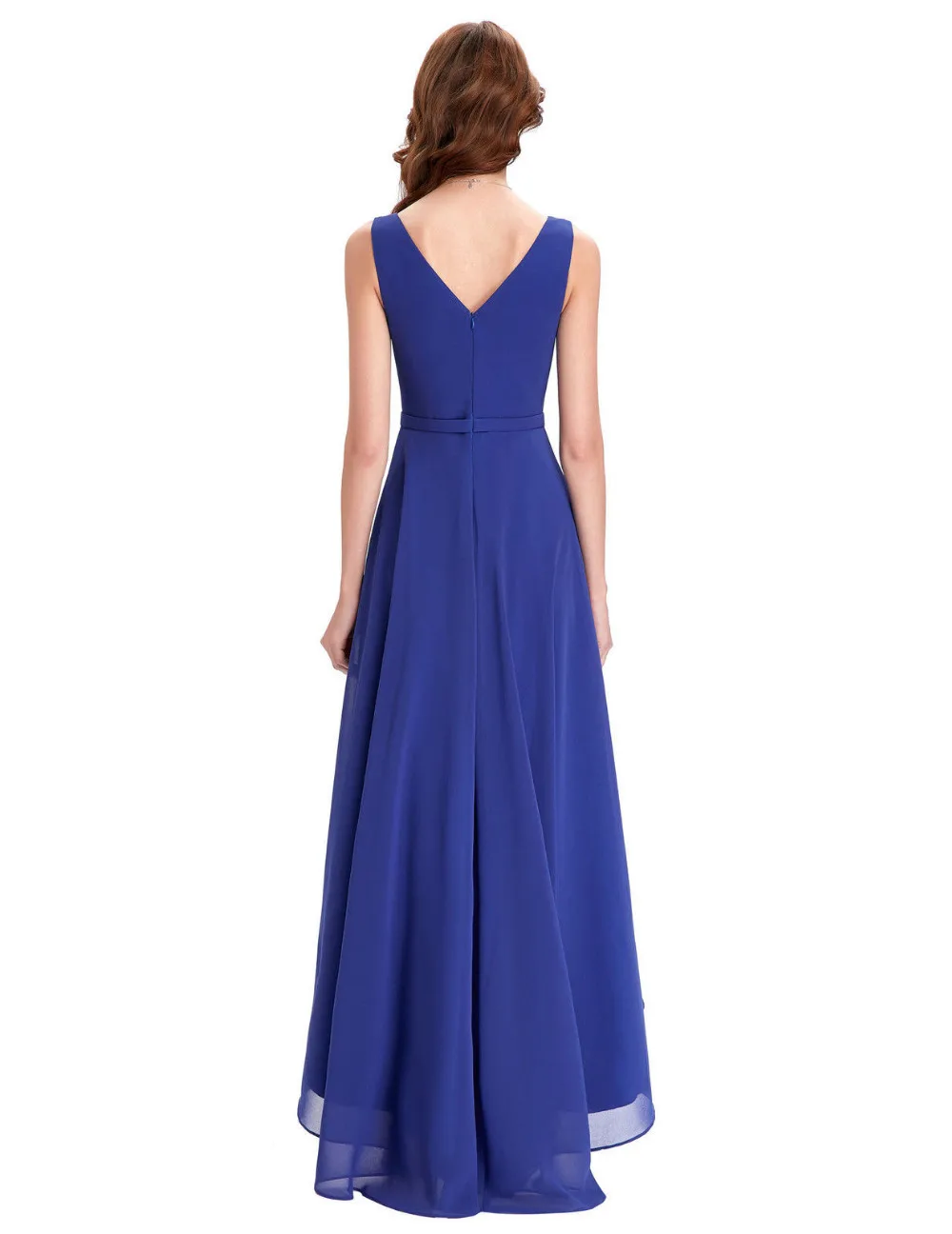 High Low Royal Blue Chiffon Short Front Long Back Bridesmaid Dress ...