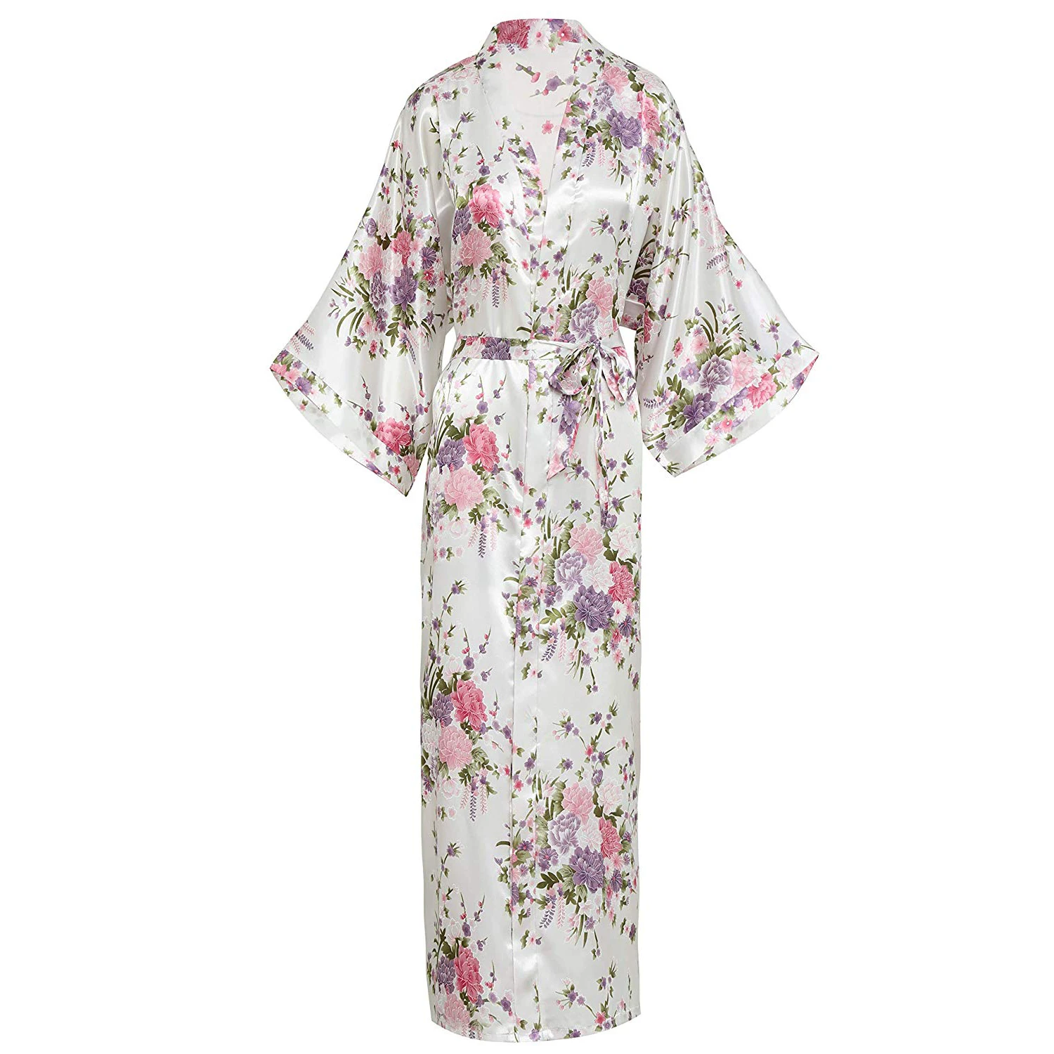 Top Trends: Plus Size Lady Long Robe Print Flower Kimono Bathrobe Casual Sleepwear Home Clothes Rayon Bride Bridesmaid Dressing Gown Shoppable Styles - Image 3