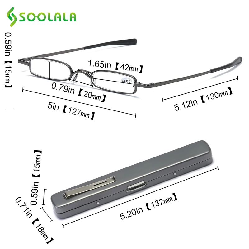 Top Trends: SOOLALA Mini Folding Reading Glasses W / Pen Clip Case Presbyopic Glasses Golden Magnifier Eyewear Small Reading Glasses Foldable Shoppable Styles - Image 6