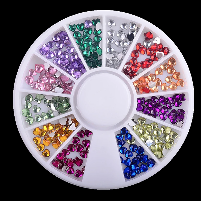 Top Trends: 1 Box Love 12 Colors 3MM Rhinestones Nail Art Wheel DIY Nail Stickers Tips Decoration 3D Manicure Tools Shoppable Styles