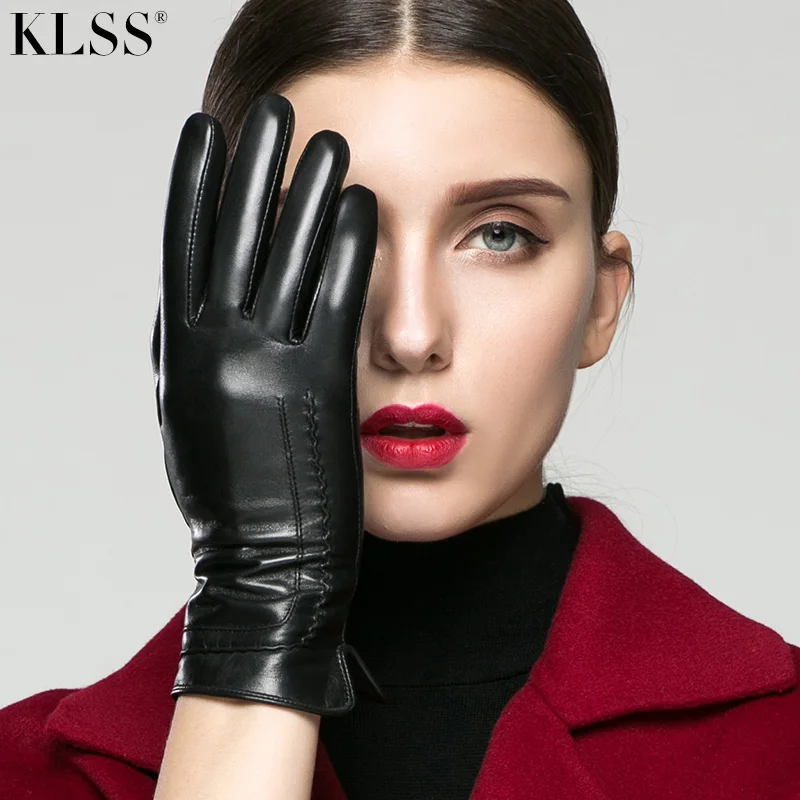 Top Trends: KLSS Genuine Leather Women Gloves Fashion Elegant High Quality Goatskin Glove Autumn Winter Keep Warm Touchscreen Optional 31 Shoppable Styles