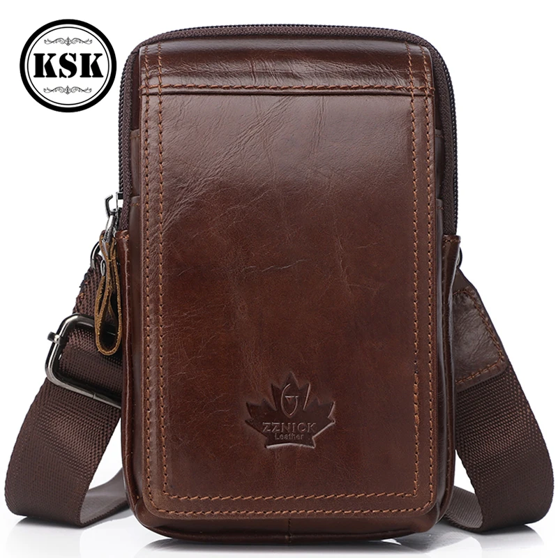 Top Trends: Men Genuine Leather Bag Small Shoulder Bag For Men 2019 New Fashion Vintage Flap Pocket Leather Shoulder Crossbody Bags Hasp KSK Shoppable Styles