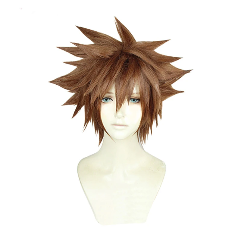 Top Trends: KINGDOM HEARTS 3 Sora Short Brown Yellow Heat Resistant Hair Cosplay Costume Wig + Track + Wig Cap Shoppable Styles