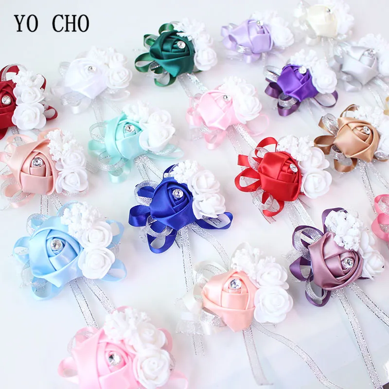 Top Trends: YO CHO Wrist Corsage Bridesmaid Bride Wrist Corsage Bracelet Supplies Silk Roses White Wrist Flower Marriage Wedding Accessories Shoppable Styles