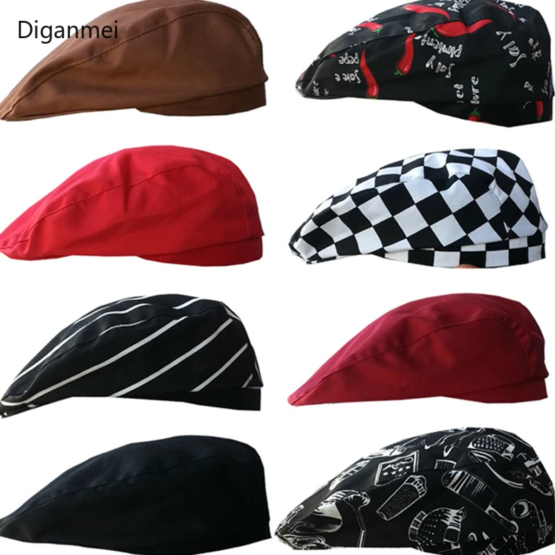 Top Trends: Diganmei High Quality Restaurant Chef Kitchen Workwear Hats Chili Forks Prints Hotel Waiter Hats Cooking BBQ Berets Shoppable Styles