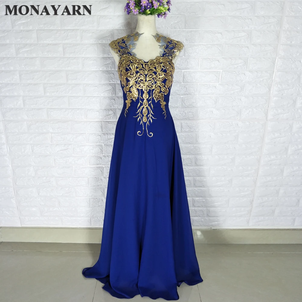 Top Trends: Cheap Sheer Gold Applique Royal Blue Lilac A-Line Bridesmaid Dresses 2018 New Long Wedding Party Dress Robe Demoiselle D&#039;honneur Shoppable Styles