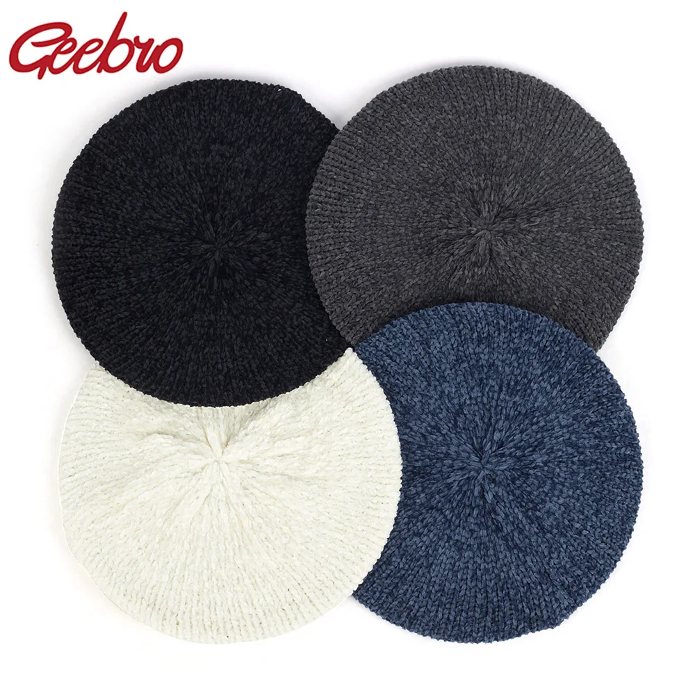 Top Trends: Geebro New Women's Plain Classic Chenille Casual Knitted Breathable Beret Thin Acrylic Berets For Women Ladies Beret Warm Hat Shoppable Styles